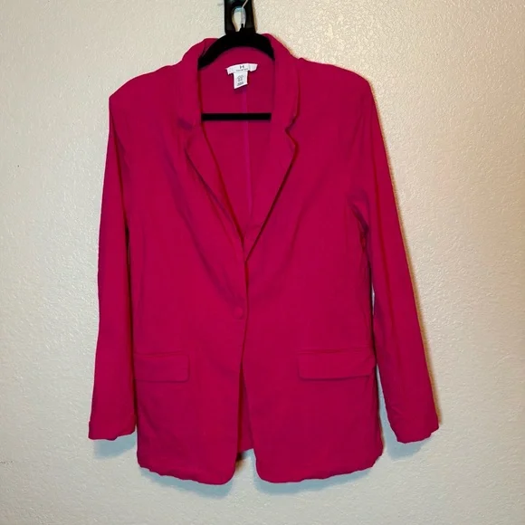 Halston Hot Pink Linen Blend Blazer Size XL - Picture 10 of 13